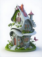 small gray cartoon 3D house generated ai