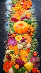 Obraz na płótnie Canvas fruit and vegetables,market,healthy,AI generated