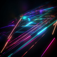 Fototapeta premium Abstract background of futuristic corridor with purple and blue neon lights