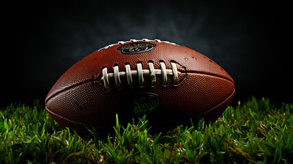 american football ball on grass.generative ai