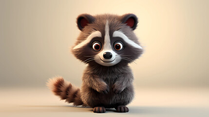 Raccoon 3D cute simple background