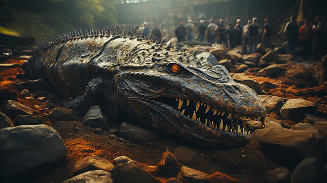 huge large dinosaur in the cave.generative ai