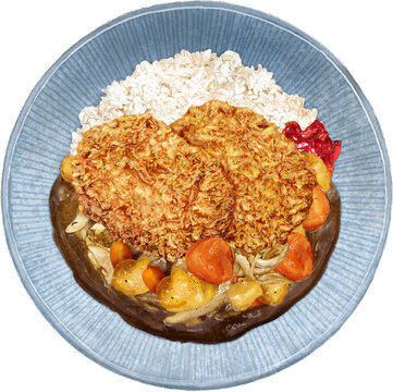 Curry Rice with Potato Croquettes, also known as "Korokke," is a delicious Japanese dish that combines flavorful curry rice with crispy and savory potato croquettes, offering a delightful fusion of te