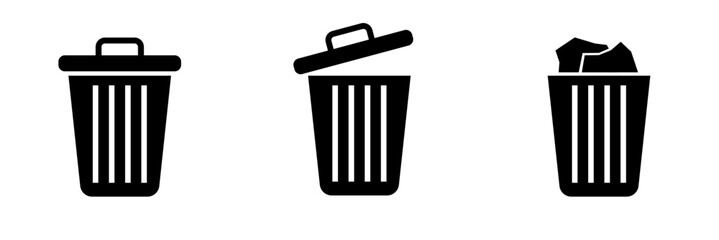 Trash bin - set of  vector icon isolated