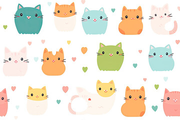 cute cats pattern seamless anime