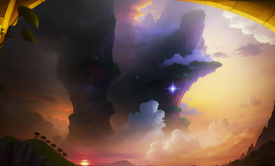 Creating a beautiful fantasy landscape with the help of artificial intelligence.