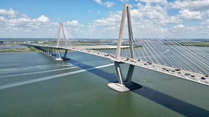 Arthur Ravenel Bridge in Charleston, South Carolina, iconic bridge with a long span of water below