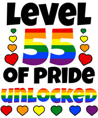 Level 55 of Pride Unlocked Rainbow LGBT 55th Birthday