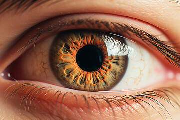 Closed-up brown human eye, Generative AI