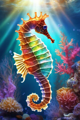 Fototapeta na wymiar Seahorse underwater