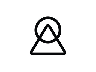 minimal mountain sun line logo design
