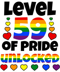 Level 59 of Pride Unlocked Rainbow LGBT 59th Birthday