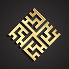 3d golden geometric shape square logo design