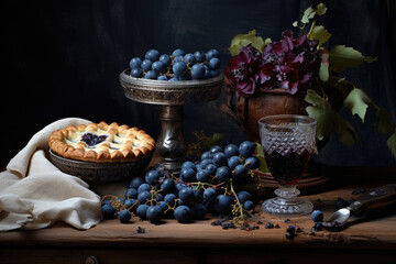 Fototapeta na wymiar Blueberry pie, still life