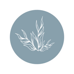 Simple Plant Abstract Shape, story highlight cover set. Hand drawn floral botanical icons for social media.