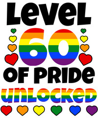 Level 60 of Pride Unlocked Rainbow LGBT 60th Birthday