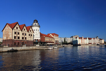 Fototapeta na wymiar Fishermen's village - tourist district in Kaliningrad, Russia