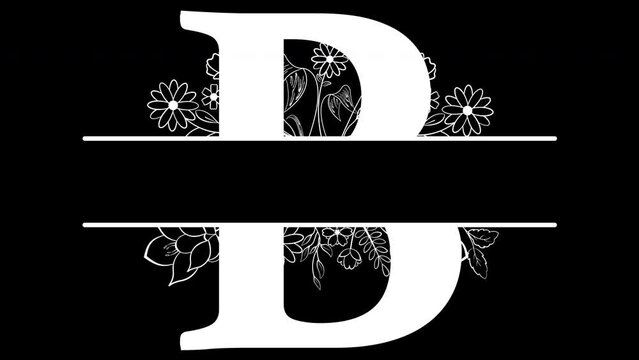 Aesthetic Letter B Floral Monogram White Animated, with ALPHA Channel (Transparent Background) In 4K Resolution