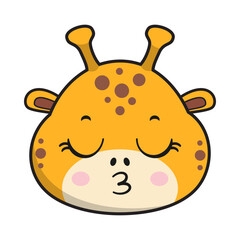 Giraffe Kissing Face Sticker Emoticon Head Isolated
