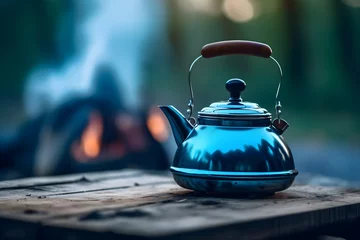 Poster Im Rahmen a tea kettle on a wood surface © Zacon Studio 