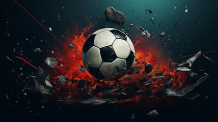 active sport blue background with a football soccer ball