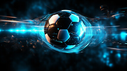 active sport blue background with a football soccer ball