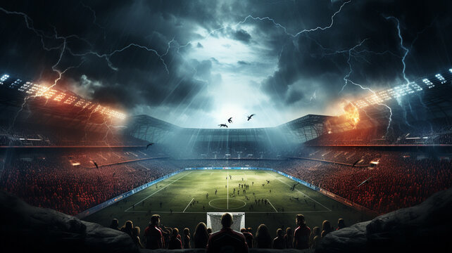 lights in soccer stadium at night match