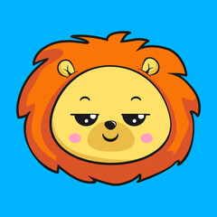 Lion Pensive Face Head Kawaii Sticker