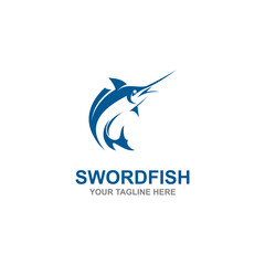 Swordfish Logo isolated on white background. Design swordfish for logo, Simple and clean flat design of the swordfish logo template. Suitable for your design need, logo, illustration, animation, etc.
