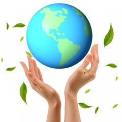 Save the World Green Earth Concept on White Background