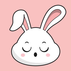 Rabbit Relieve Face Bunny Head Kawaii Sticker