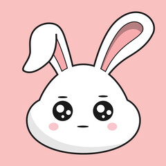 Obraz premium Rabbit Neutral Face Bunny Head Kawaii Sticker