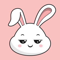Rabbit Pensive Face Bunny Head Kawaii Sticker