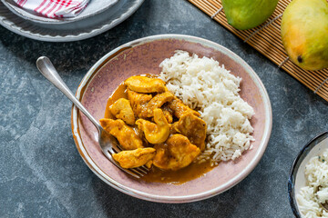 Mango and chicken curry with rice