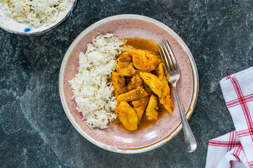 Mango and chicken curry with rice