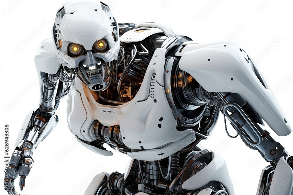 Poster android robot isolated on white background.