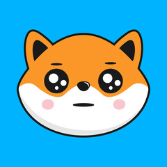 Shiba Inu Dog Neutral Face Head Kawaii Sticker