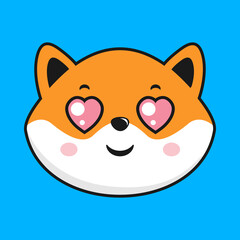 Shiba Inu Dog Heart Eyes Face Head Kawaii Sticker