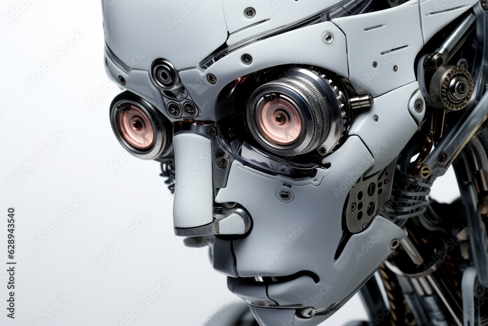 Poster android robot isolated on white background.
