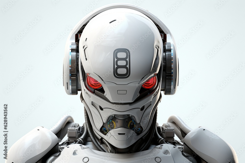 Poster android robot isolated on white background.