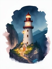 fantastic lighthouse in t-shirt style generated ai