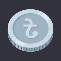Silver Coin Taka Bangladesh Money Tin Vector