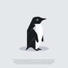 simple penguin logo abstract geometric line vector design, minimal and simple outline icon. low poly, polygonal, no curve, for shirt, animal books © vian