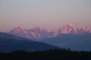 Eiger Monch and Jungfrau at sunset