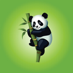 A cute panda climbing a bamboo tree © MHJOARDERMRIDUL