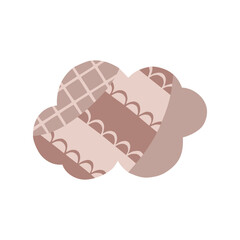 Boho cloud in a naive children's style. Autumn colored illustration. Cloud in warm pastel colors. Clipart for the design of greeting cards, invitations, prints, stickers and patterns.