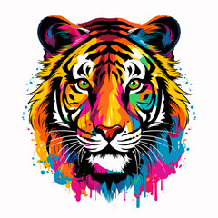 Obraz premium Portrait of a tiger in pop art style. Template for t-shirt and sticker.