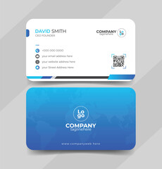 Corporate modern business card design. blue & black clean visiting card design concept