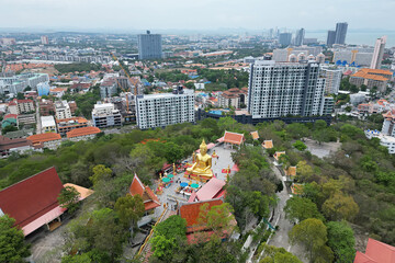 Obraz premium Big Buddha is located at top of the mountain. Pattaya City Center, Thailand