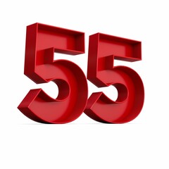 Illustration of a red number  fifty-five isolated on a white background